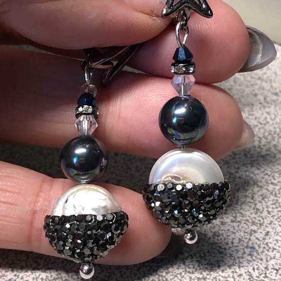 Genuine biwa pearl and marcasite earrings-classics! - Picture 8 of 12